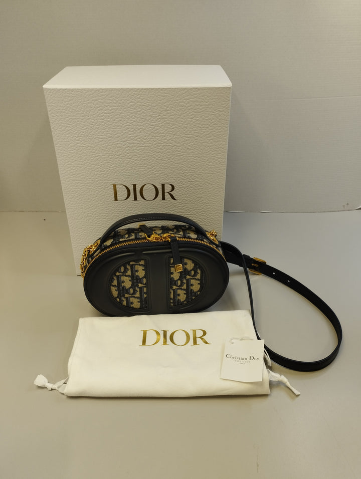 Dior Cuir et Oblique Toile CD Oval Sac caméra