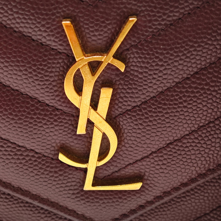 Saint Laurent Grain De Poudre Matelasse Chevron Monogram Chain Portefeuille