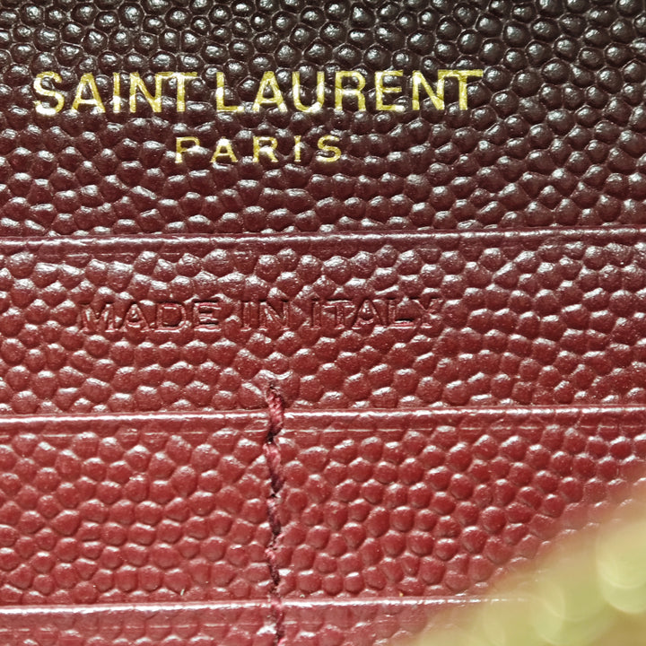 Saint Laurent Grain De Poudre Matelasse Chevron Monogram Chain Portefeuille