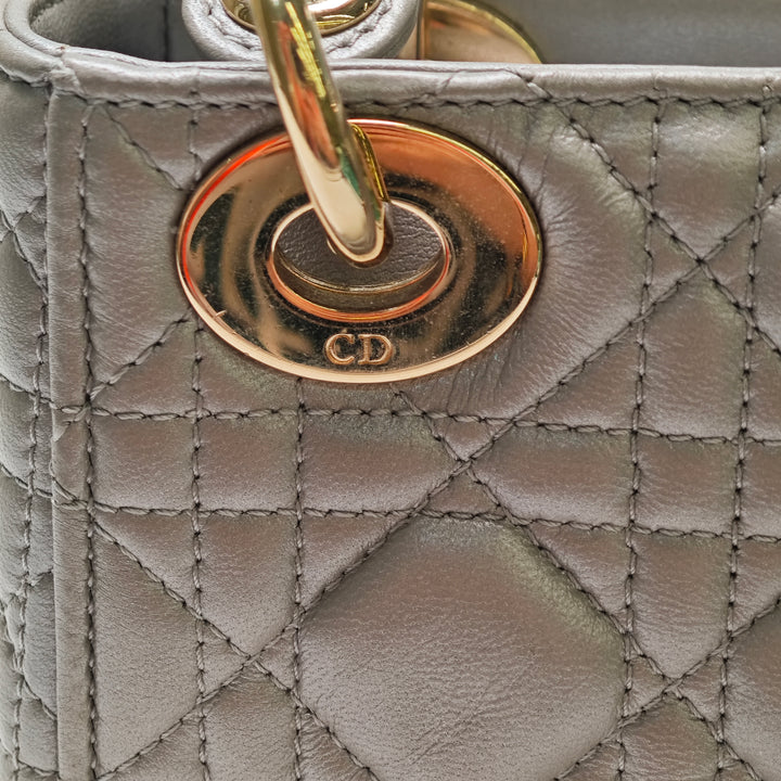 Dior Mini Metallic Cuir d’agneau Cannage Lady Dior