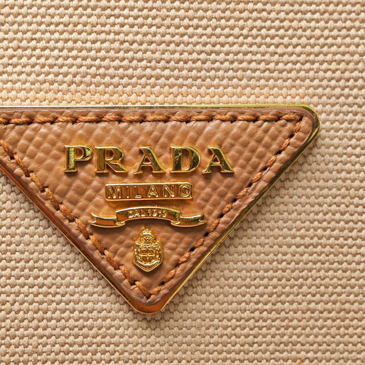 Prada Medium Toile et Saffiano Cuir Double Sac