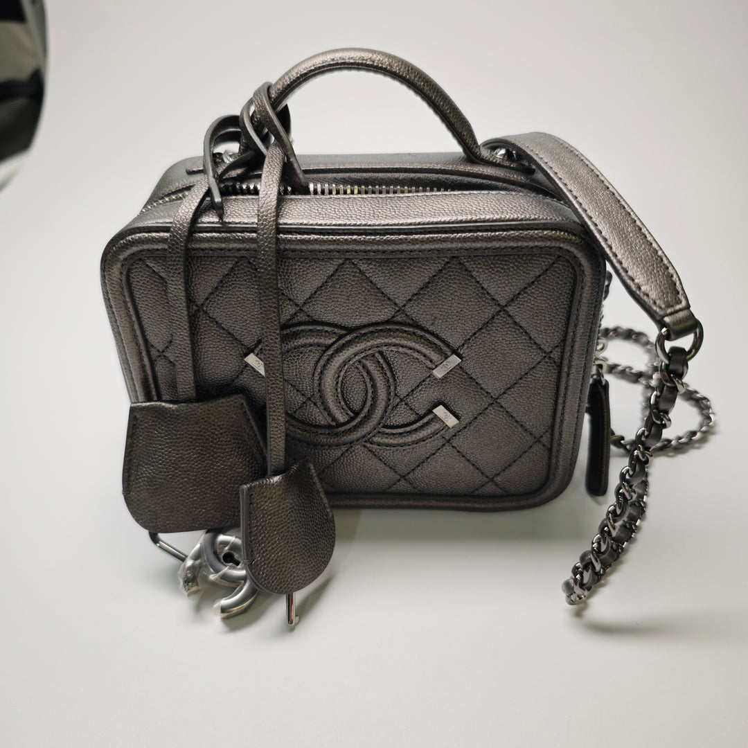 Chanel Small Metallic Caviar CC Filigree Vanity