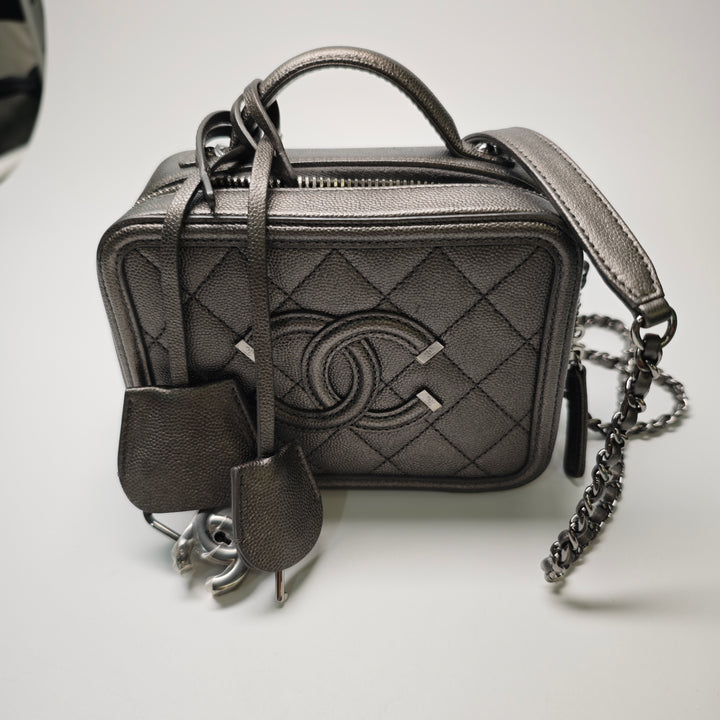 Chanel Small Metallic Caviar CC Filigree Vanity