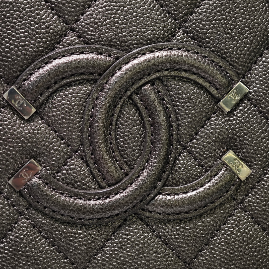Chanel Small Metallic Caviar CC Filigree Vanity