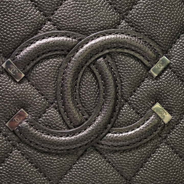 Chanel Small Metallic Caviar CC Filigree Vanity
