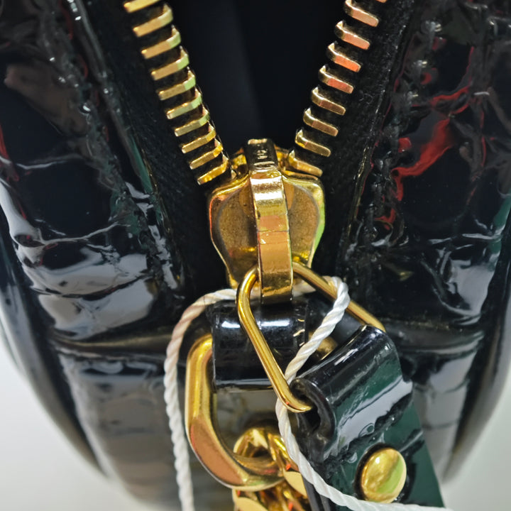 Saint Laurent Croc embossé Cuir verni Rond Vinyle Sac caméra