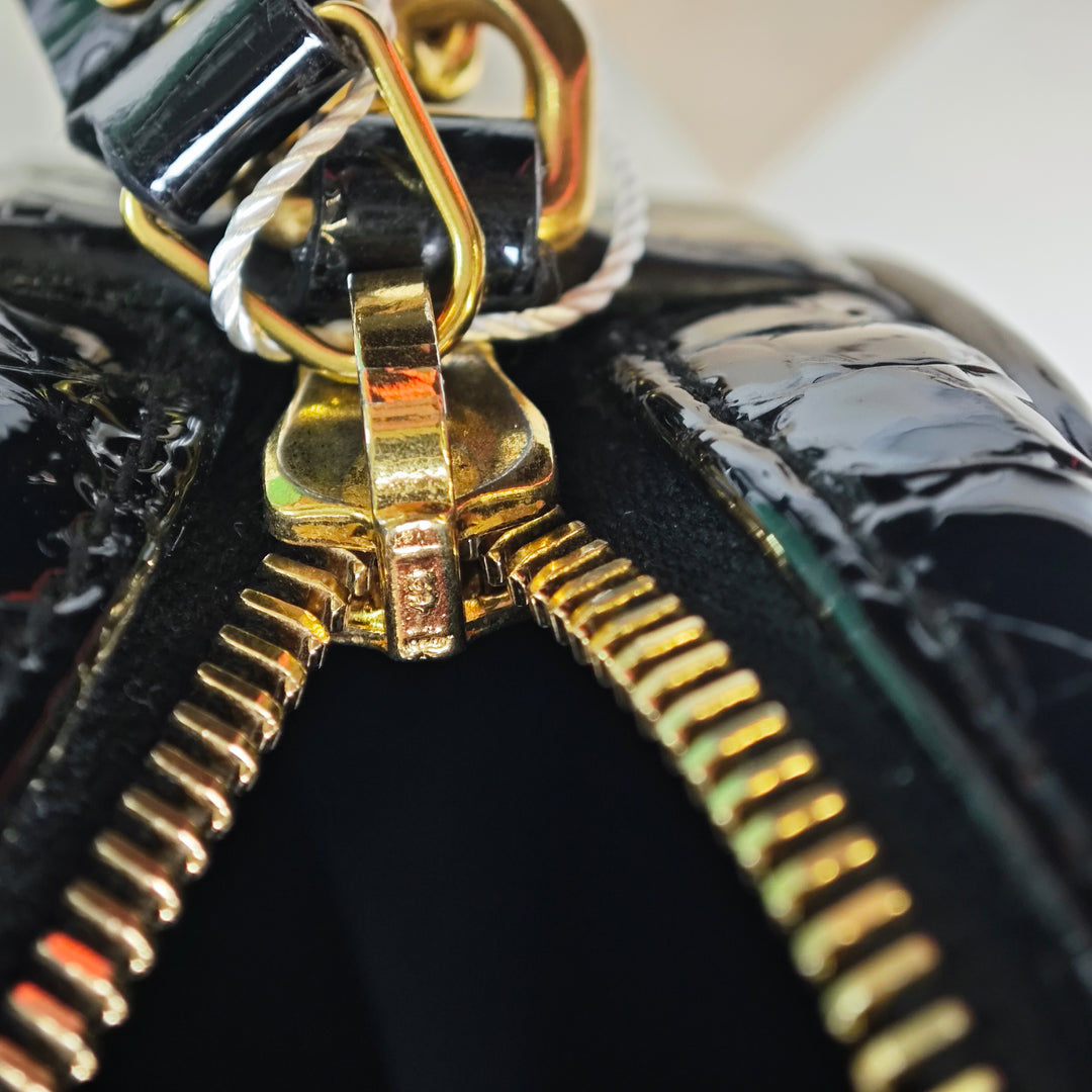 Saint Laurent Croc embossé Cuir verni Rond Vinyle Sac caméra