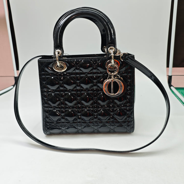 Dior Medium Cuir verni Cannage Lady Dior