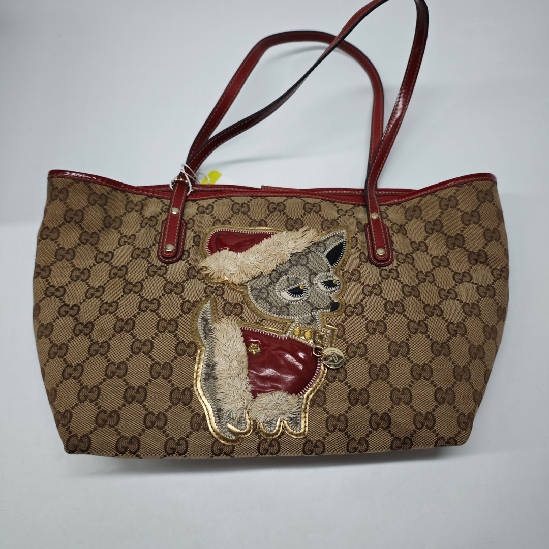 Gucci Small GG Toile Brando Guccioli Holiday Chihuahua Cabas