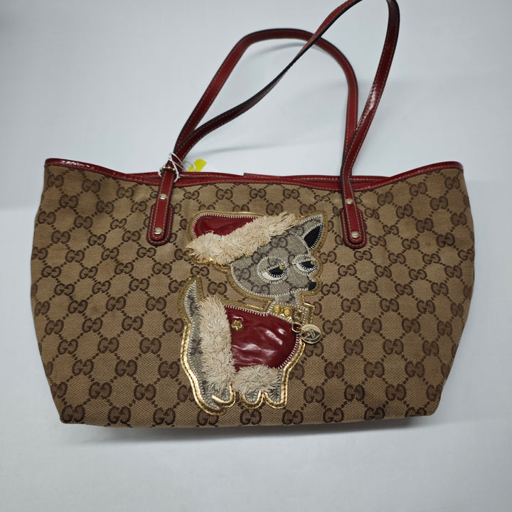 Gucci Small GG Toile Brando Guccioli Holiday Chihuahua Cabas