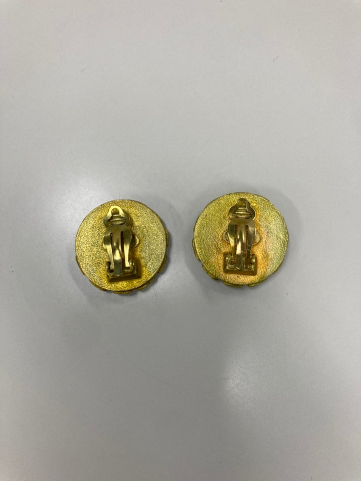 Chanel CC plaqué Resin Chain Rond Clip On Boucles d’oreilles