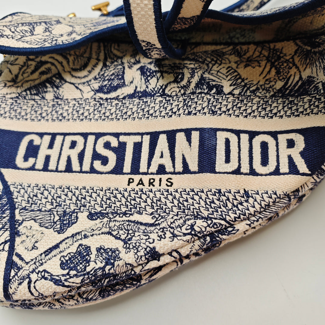 Dior brodé Toile Toile de Jouy Saddle Sac