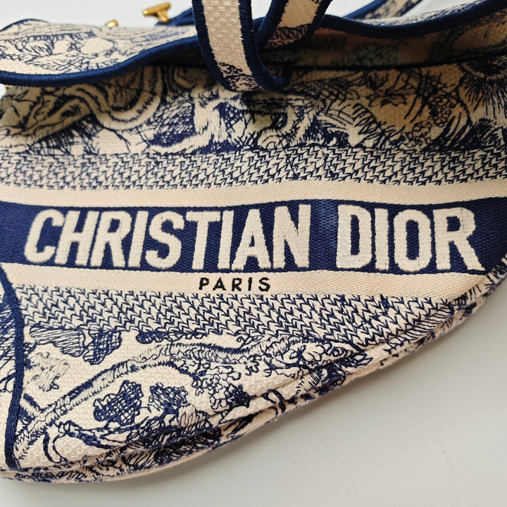Dior brodé Toile Toile de Jouy Saddle Sac