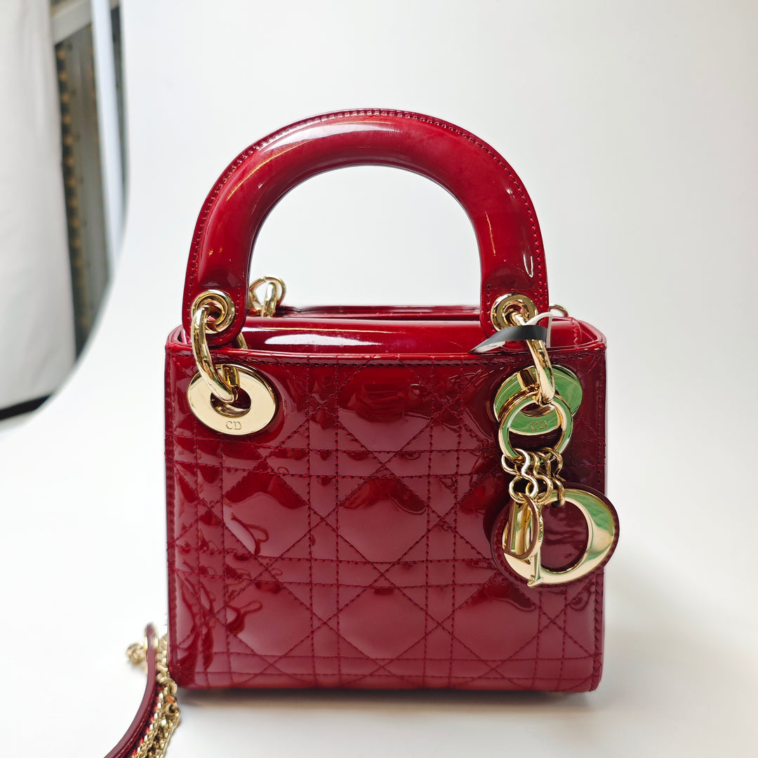 Dior Mini Cuir verni Cannage Lady Dior