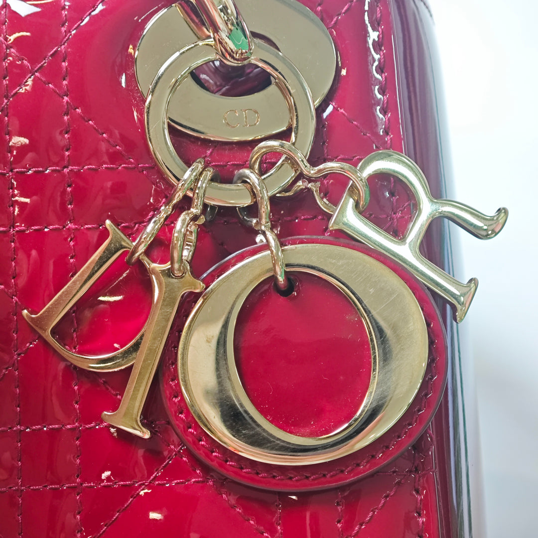 Dior Mini Cuir verni Cannage Lady Dior