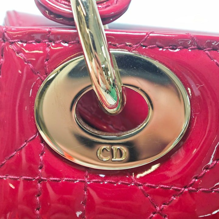 Dior Mini Cuir verni Cannage Lady Dior