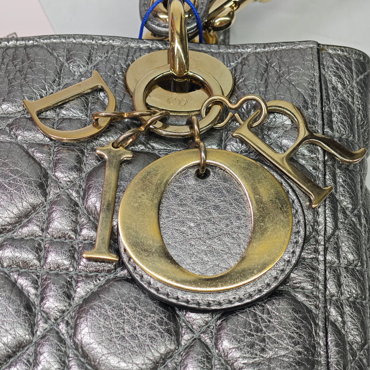 Dior Small Metallic Cuir de veau grainé Cannage Supple Lady Dior