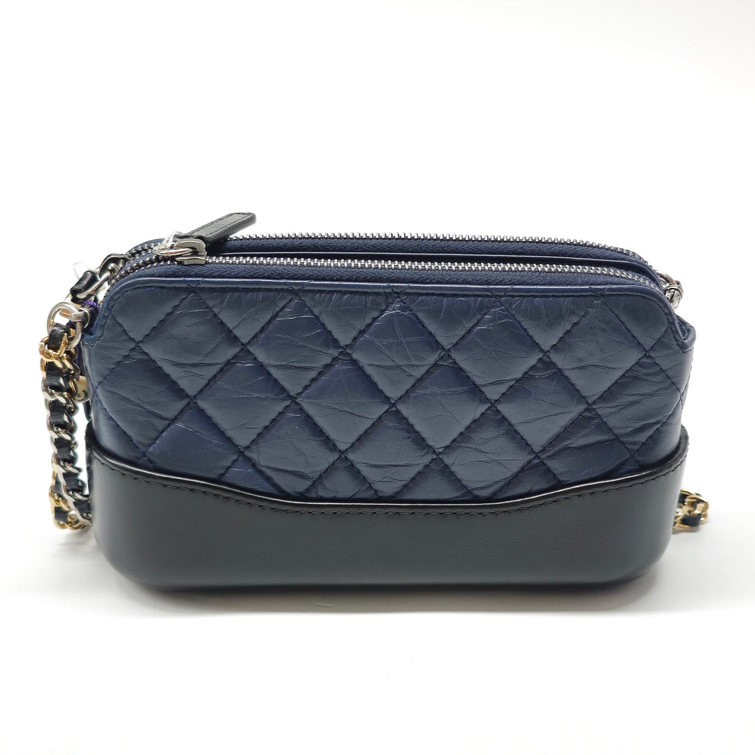 Chanel Bicolor vieilli Cuir de veau Gabrielle Double Zip Pochette avec chaîne