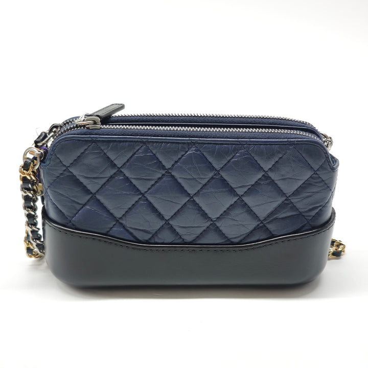 Chanel Bicolor vieilli Cuir de veau Gabrielle Double Zip Pochette avec chaîne