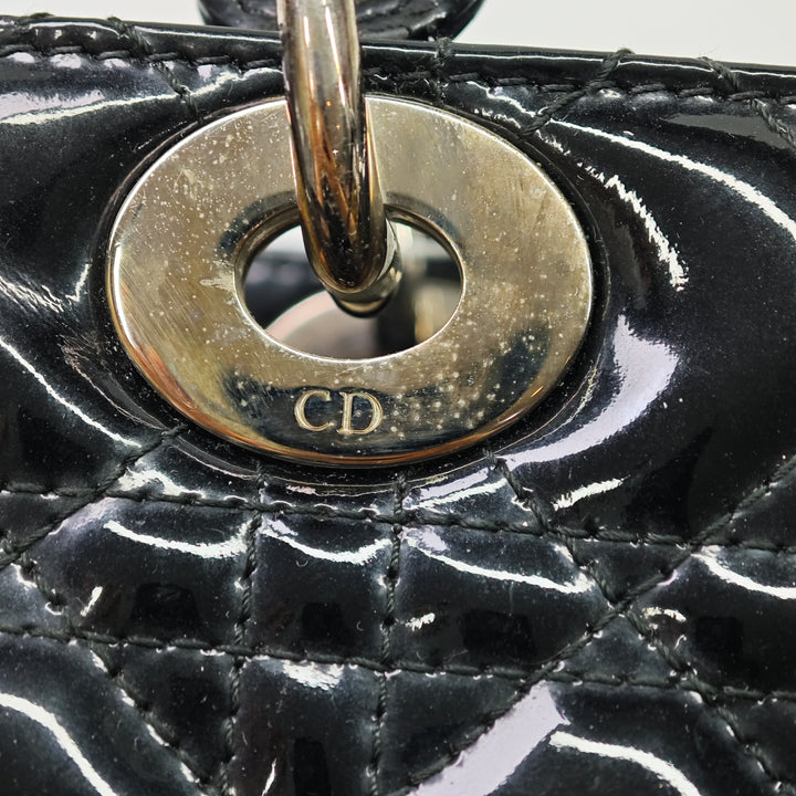 Dior Medium Cuir verni Cannage Lady Dior