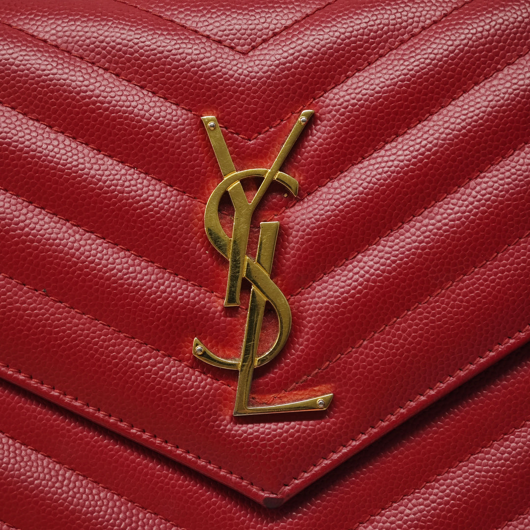 Saint Laurent Grain De Poudre Cassandre Envelope Chain Portefeuille