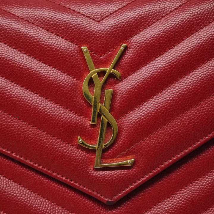 Saint Laurent Grain De Poudre Cassandre Envelope Chain Portefeuille