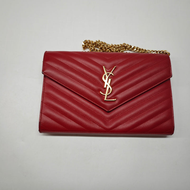 Saint Laurent Grain De Poudre Cassandre Envelope Chain Portefeuille