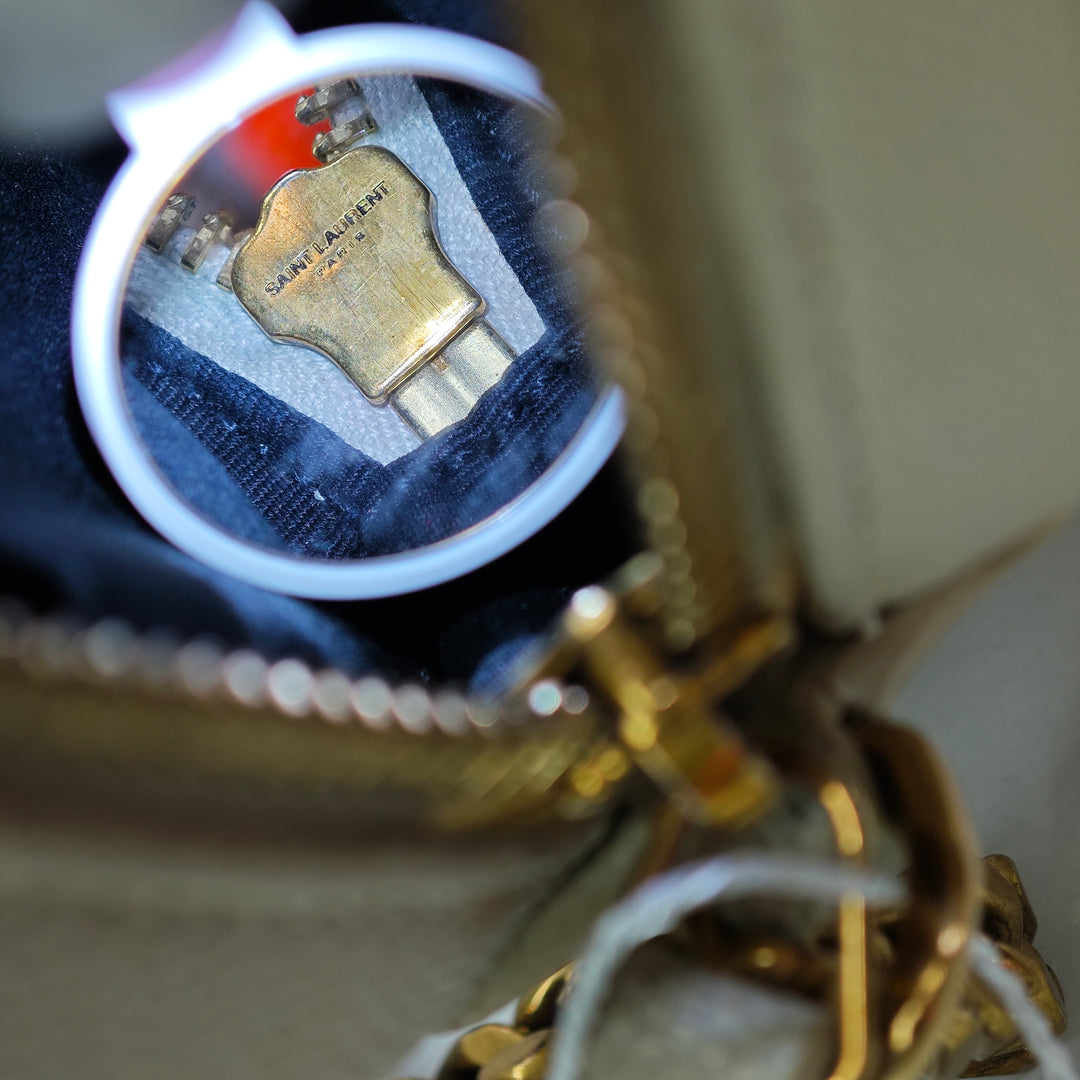 Saint Laurent Grain De Poudre Chevron Rond Vinyle Sac caméra