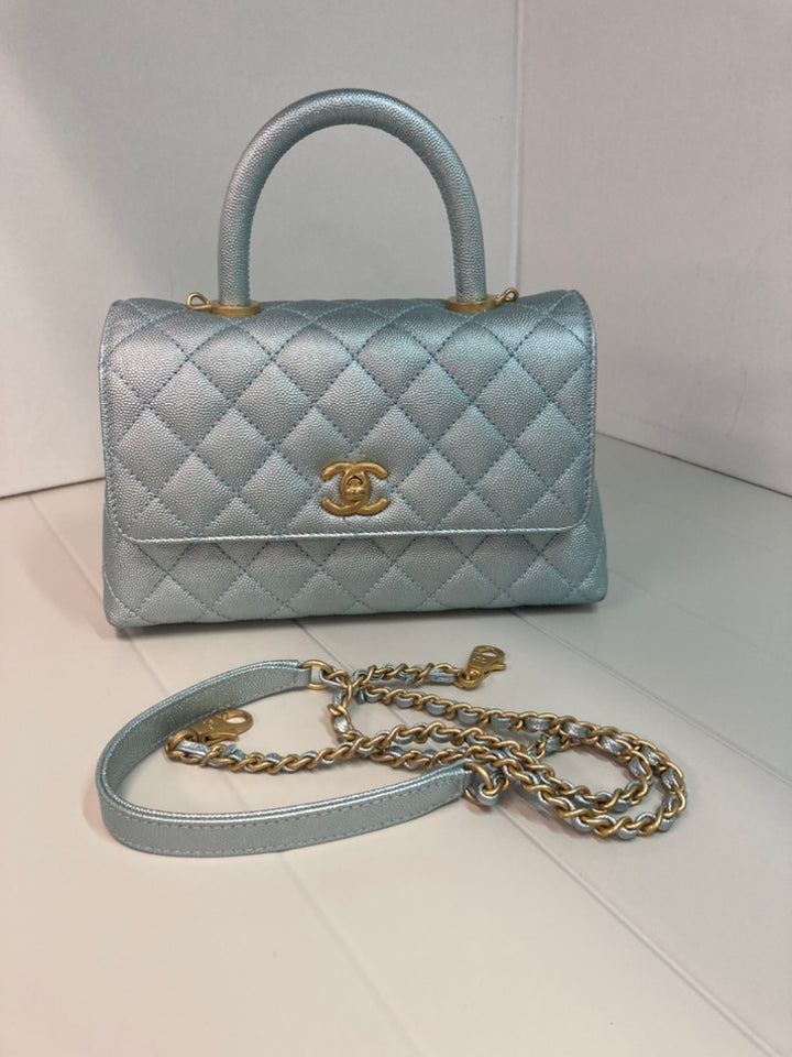 Chanel Mini Metallic Caviar Coco sac à anse supérieure