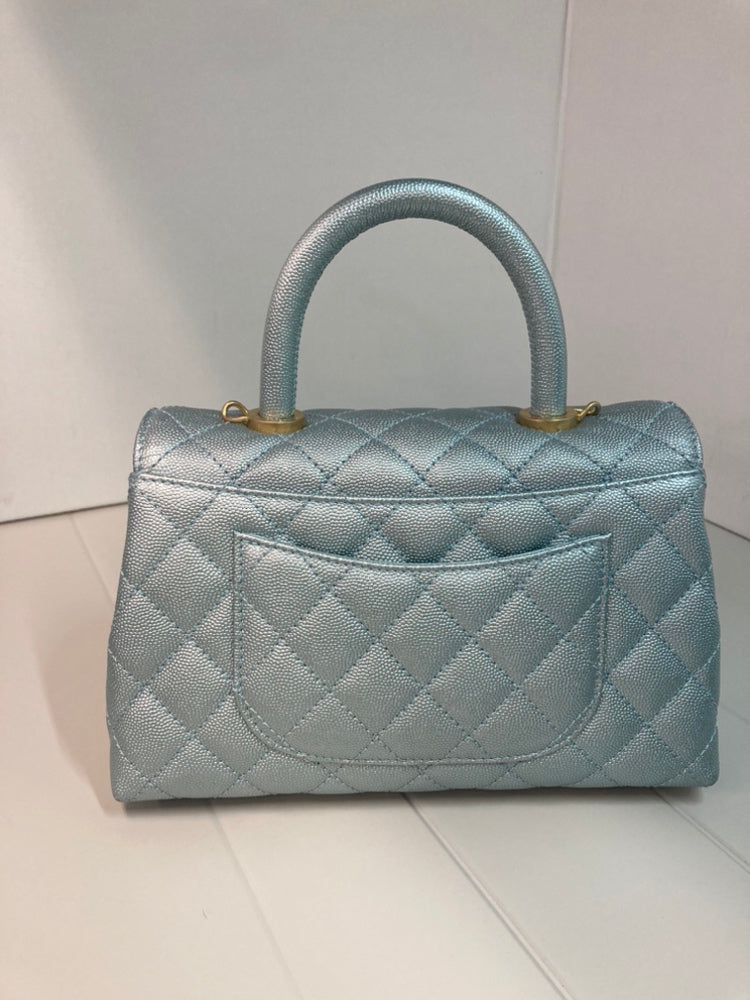 Chanel Mini Metallic Caviar Coco sac à anse supérieure