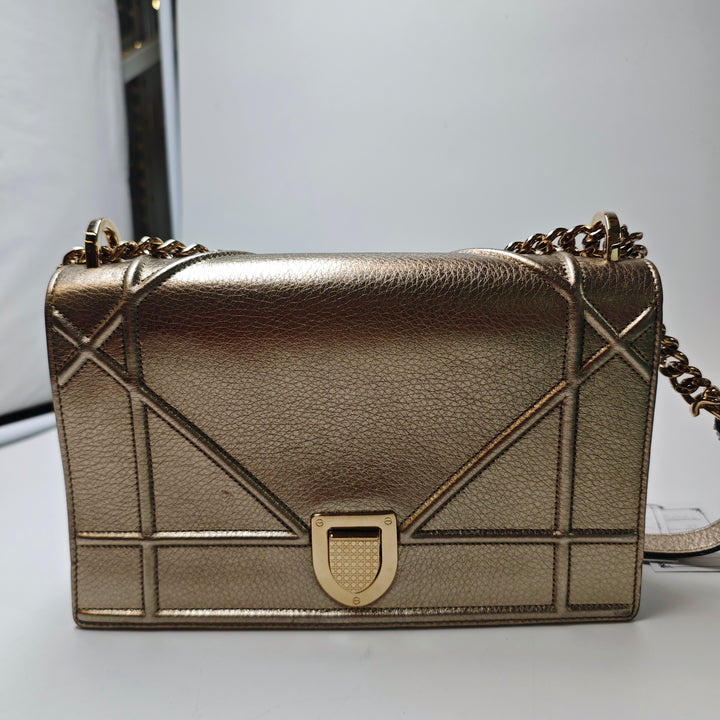 Dior Medium Metallic Cuir de veau Diorama à rabat