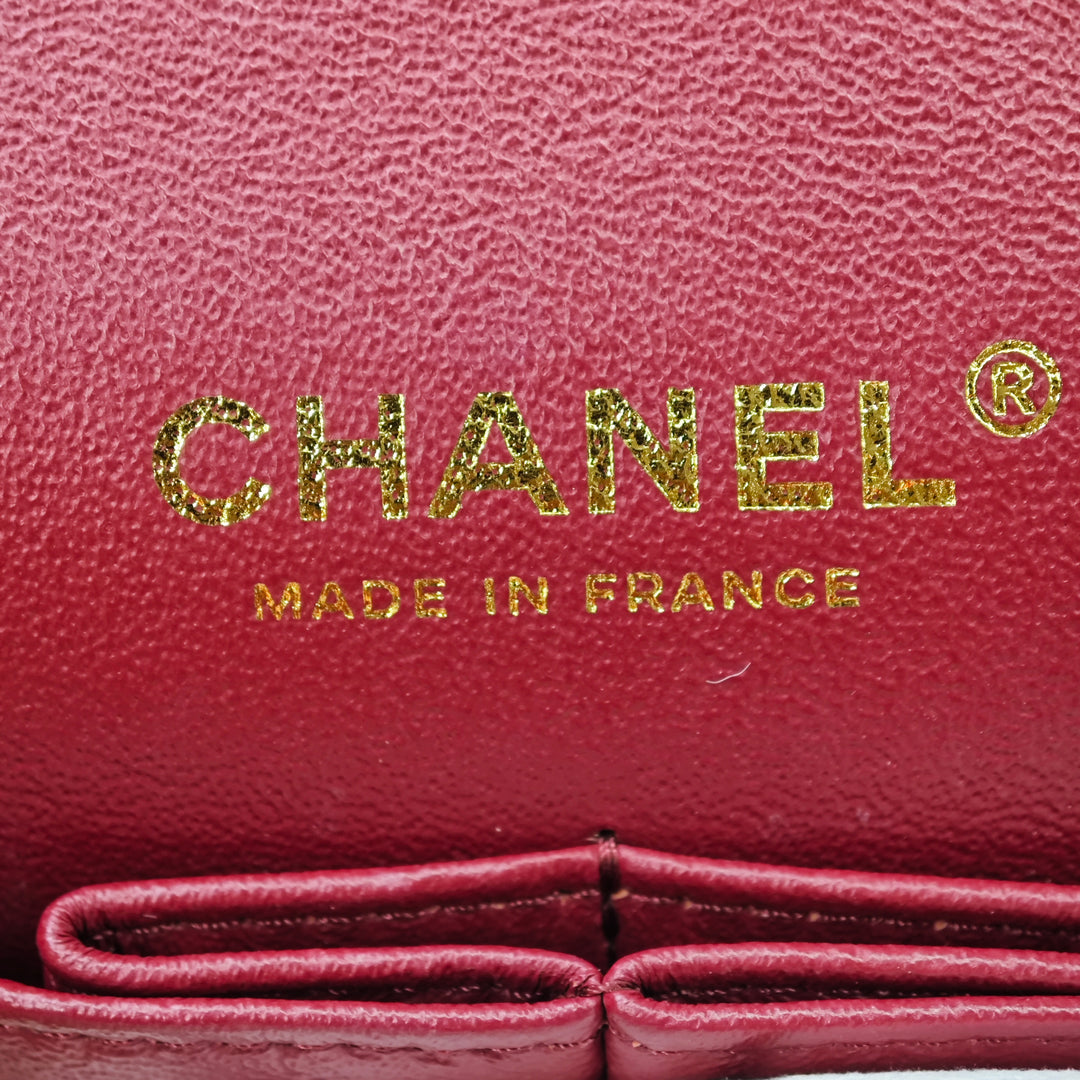 Chanel Medium Classic Chevron Cuir de veau Pleated Double rabat