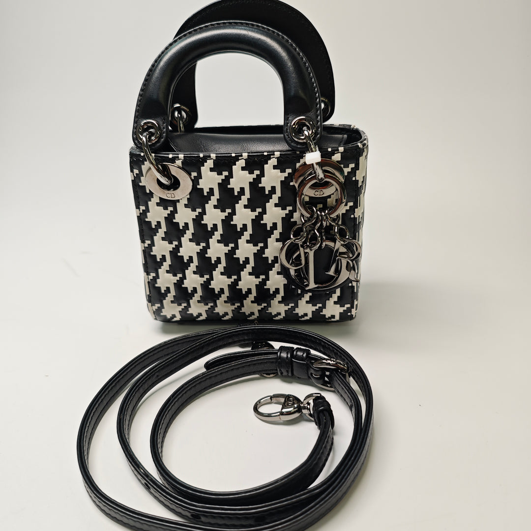 Dior Micro Cuir de veau Houndstooth embossé Macro Lady Dior