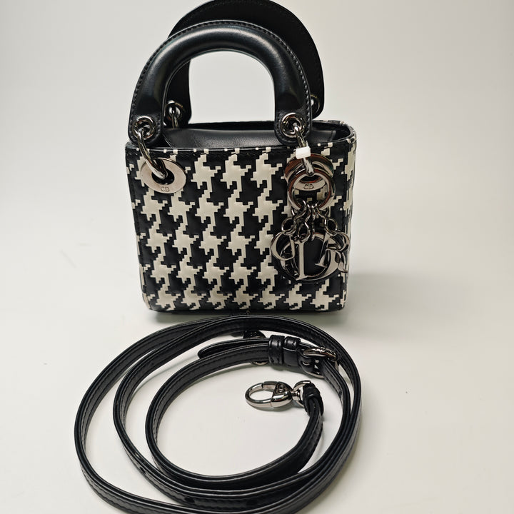 Dior Micro Cuir de veau Houndstooth embossé Macro Lady Dior