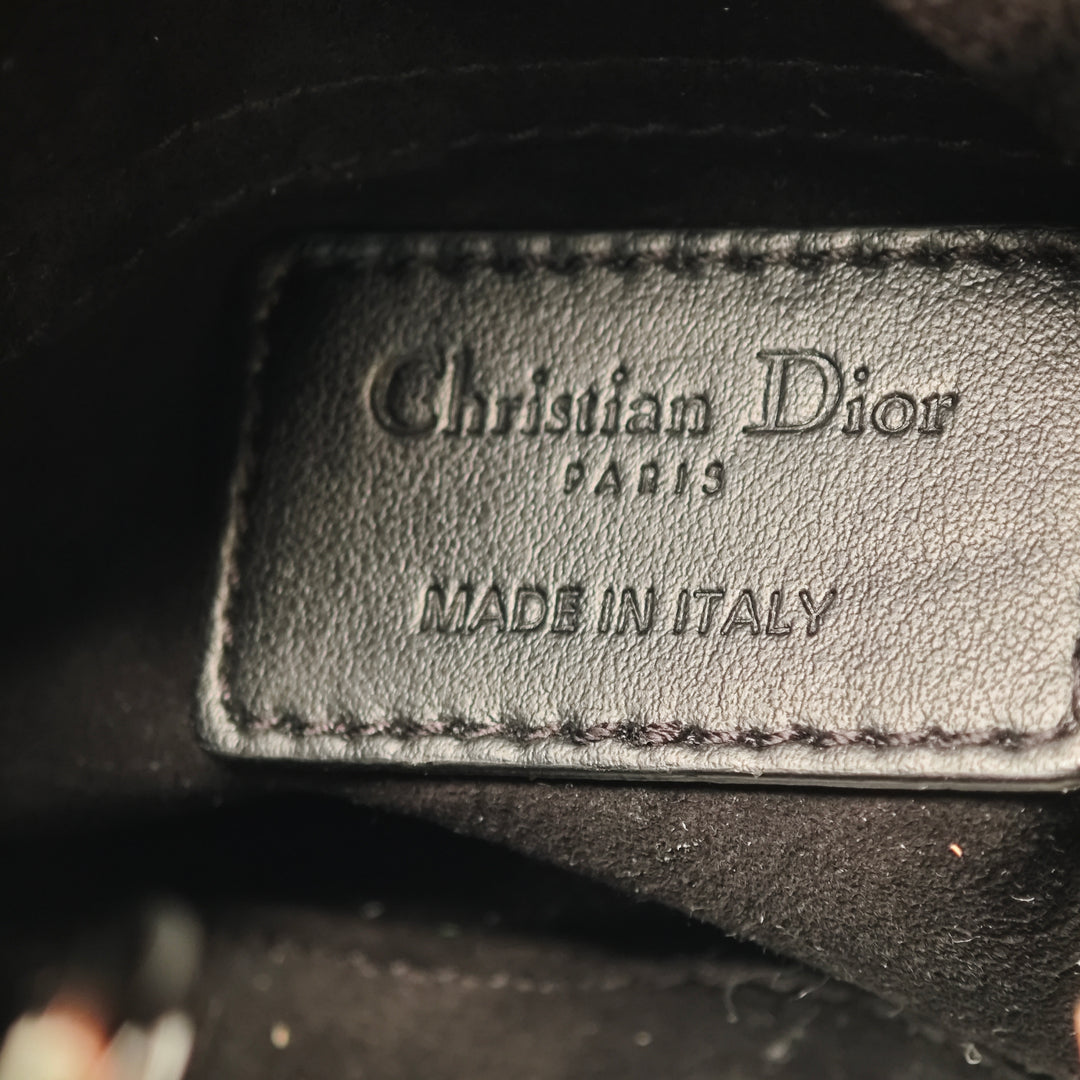Dior Micro Cuir de veau Houndstooth embossé Macro Lady Dior