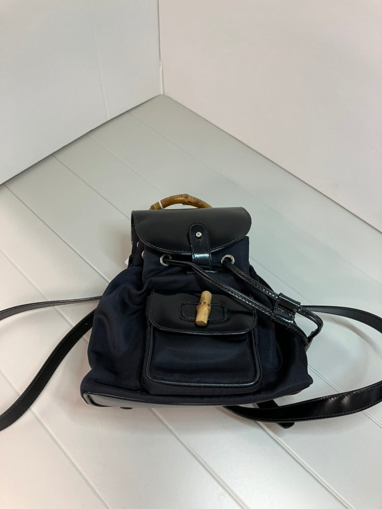 Gucci Nylon et Cuir verni Bamboo Drawstring Sac à dos