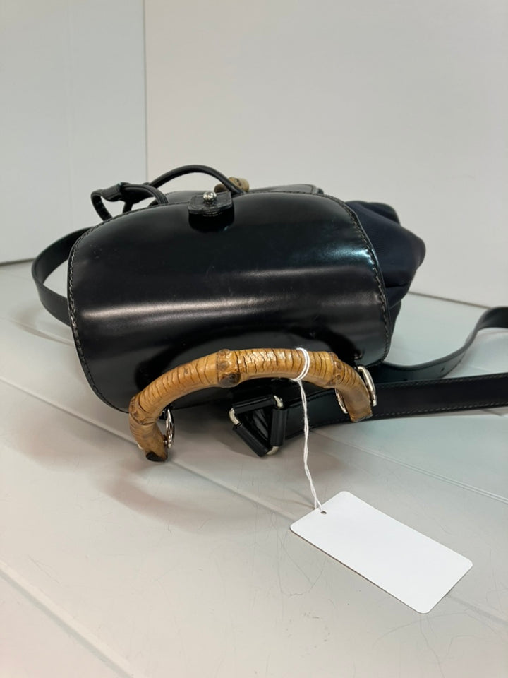 Gucci Nylon et Cuir verni Bamboo Drawstring Sac à dos