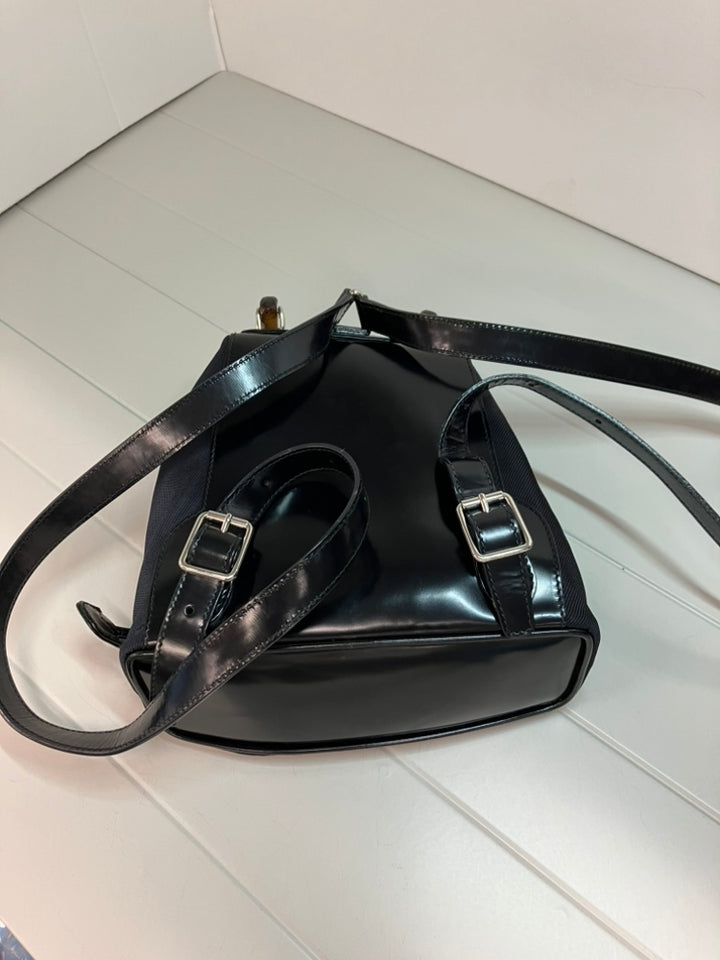 Gucci Nylon et Cuir verni Bamboo Drawstring Sac à dos