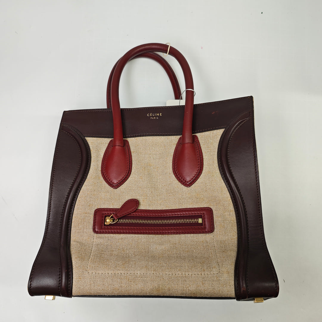 Celine Mini Tricolor Toile et Cuir Luggage Cabas