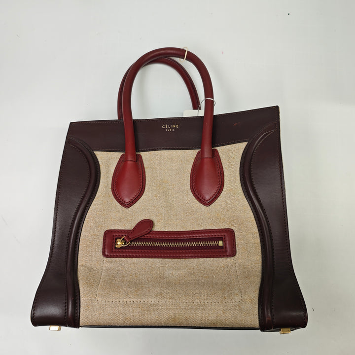 Celine Mini Tricolor Toile et Cuir Luggage Cabas