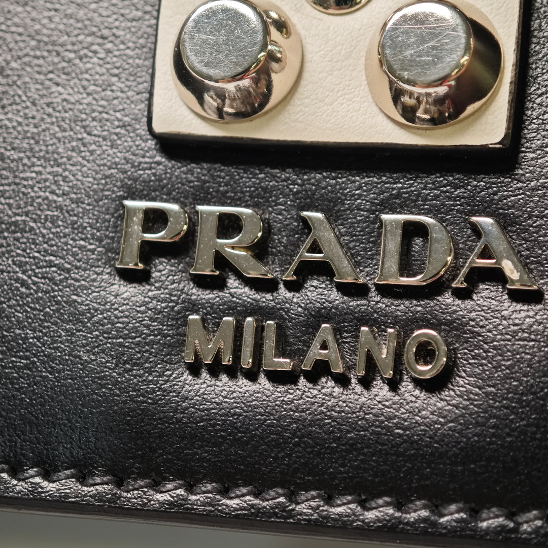 Prada City Cuir de veau et Saffiano clouté Elektra Sac porté croisé