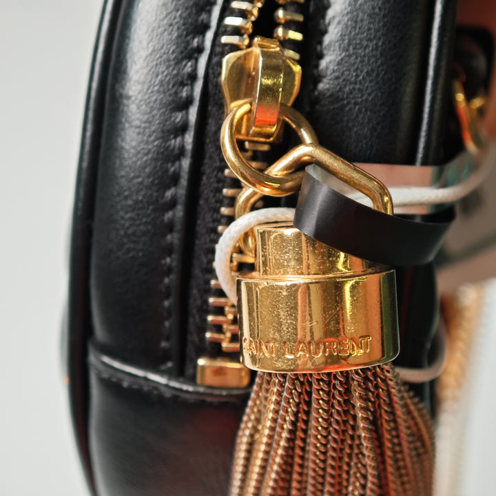 Saint Laurent Baby Chevron Cuir de veau Rond Vinyle Sac ceinture