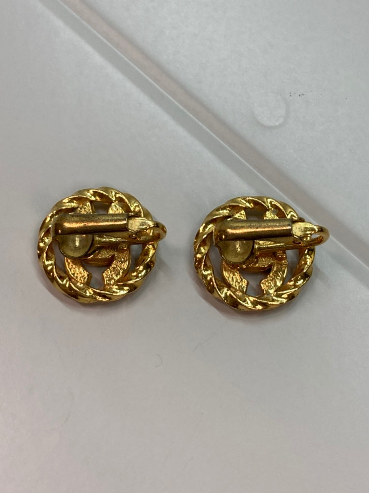 Chanel CC plaqué Strass Rond Rope Clip On Boucles d’oreilles