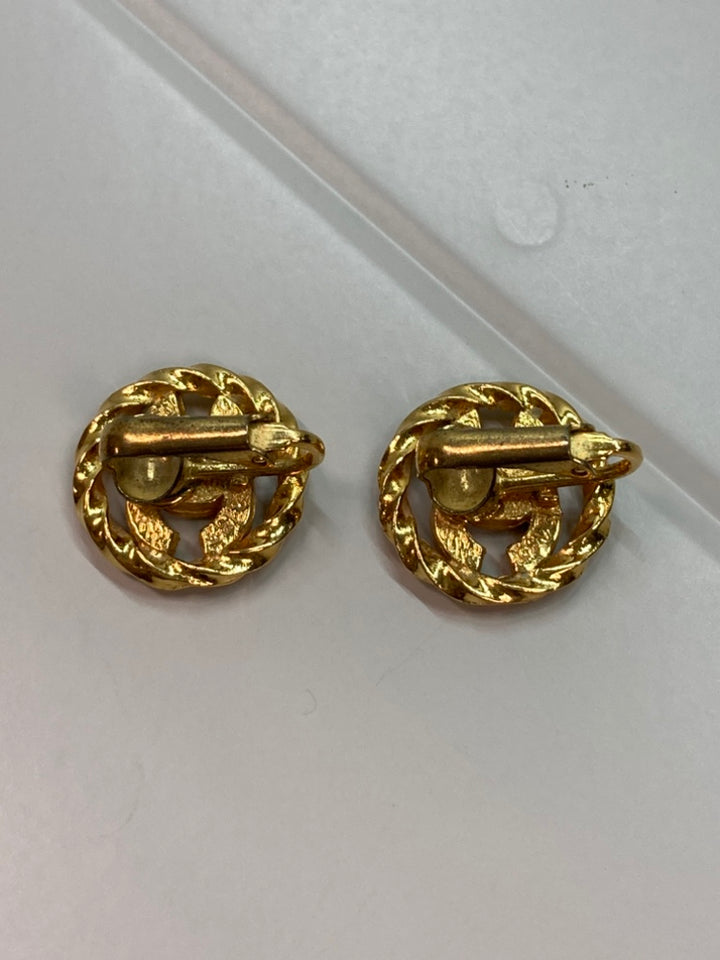 Chanel CC plaqué Strass Rond Rope Clip On Boucles d’oreilles