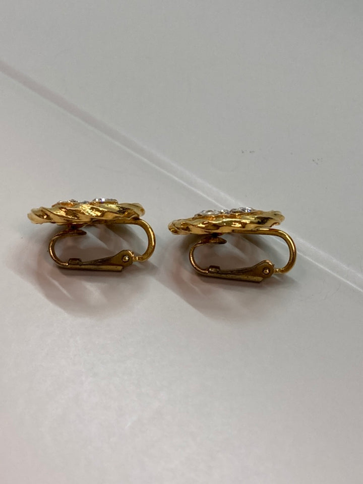 Chanel CC plaqué Strass Rond Rope Clip On Boucles d’oreilles