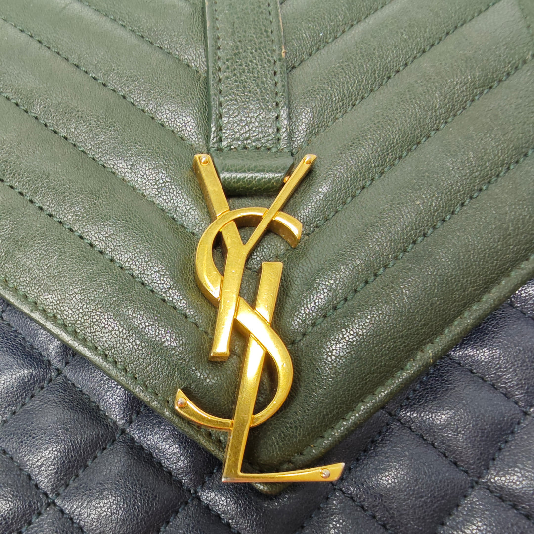 Saint Laurent Medium Triquilt Tricolor Sheepskin Monogram College Sac