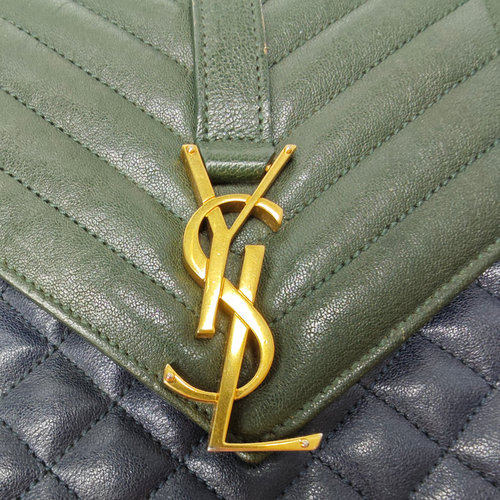Saint Laurent Medium Triquilt Tricolor Sheepskin Monogram College Sac