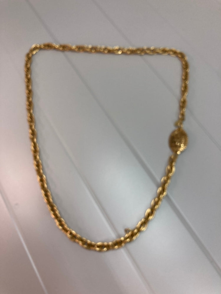 Chanel CC plaqué Oval Medallion Pendant Double Chain Collier