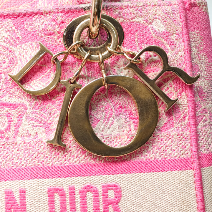 Dior Medium brodé Toile Toile De Jouy Lady D Lite