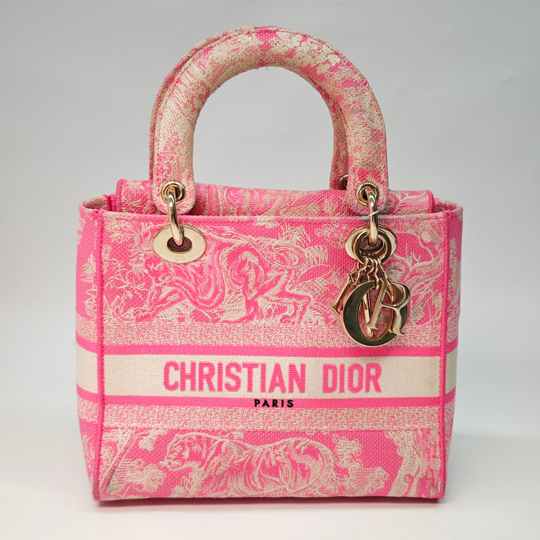 Dior Medium brodé Toile Toile De Jouy Lady D Lite